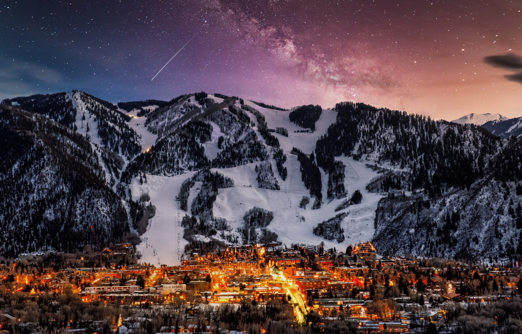 Shooting Star Over Telluride in Winter