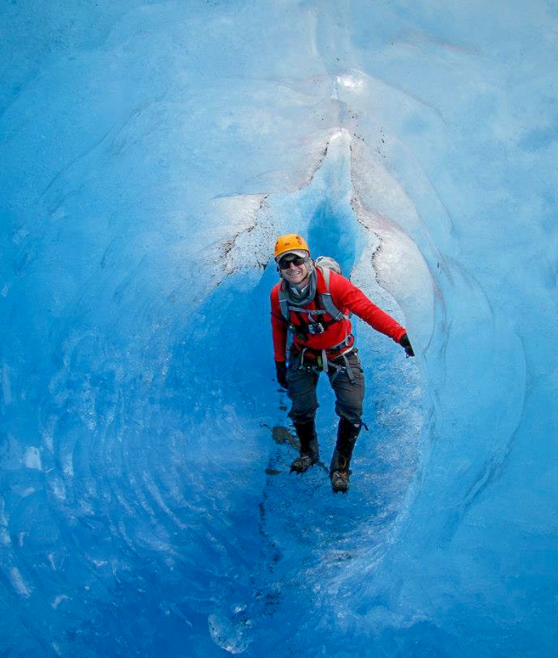 Andrew Exploring The Ice Caves Of Patagonia