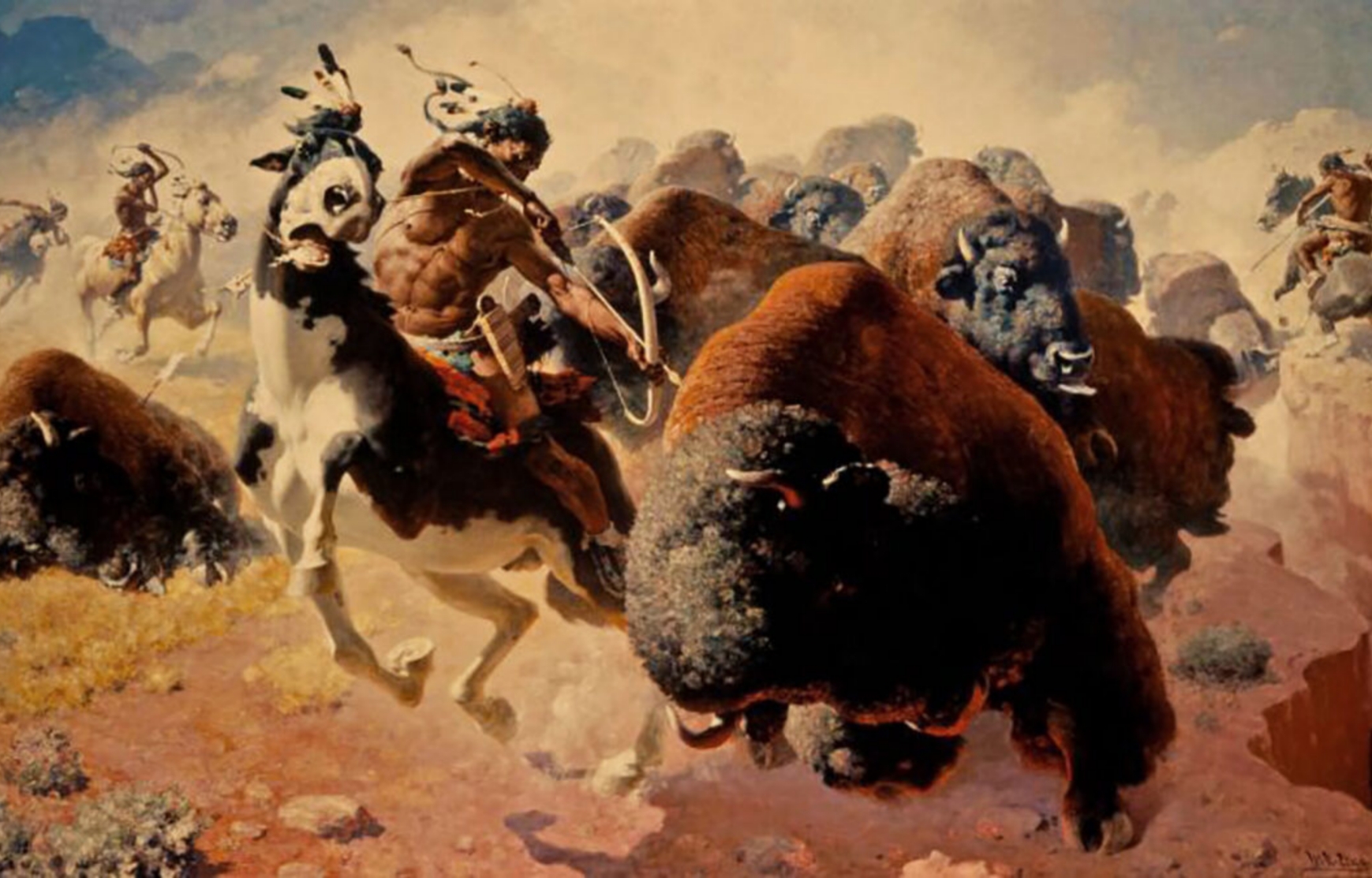 Bison Hunt, Oil Painting By William Robinson Leigh