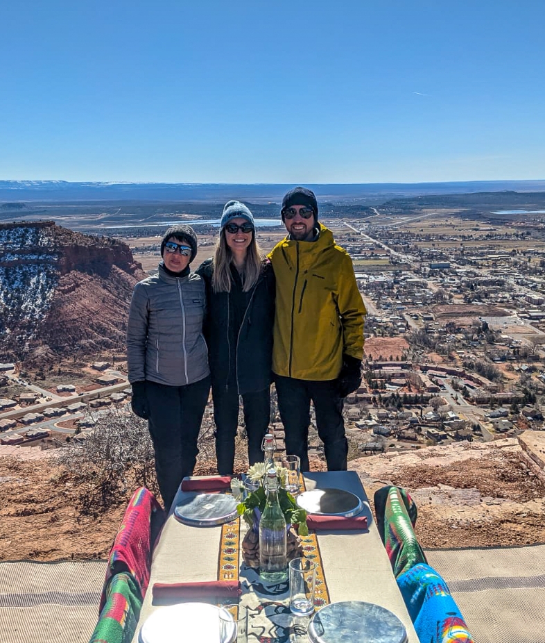 Toni Reinbold, McKenzie Ranson, and Andrew Finn Experience A Mock Luxury Picnic From The Guide Team.