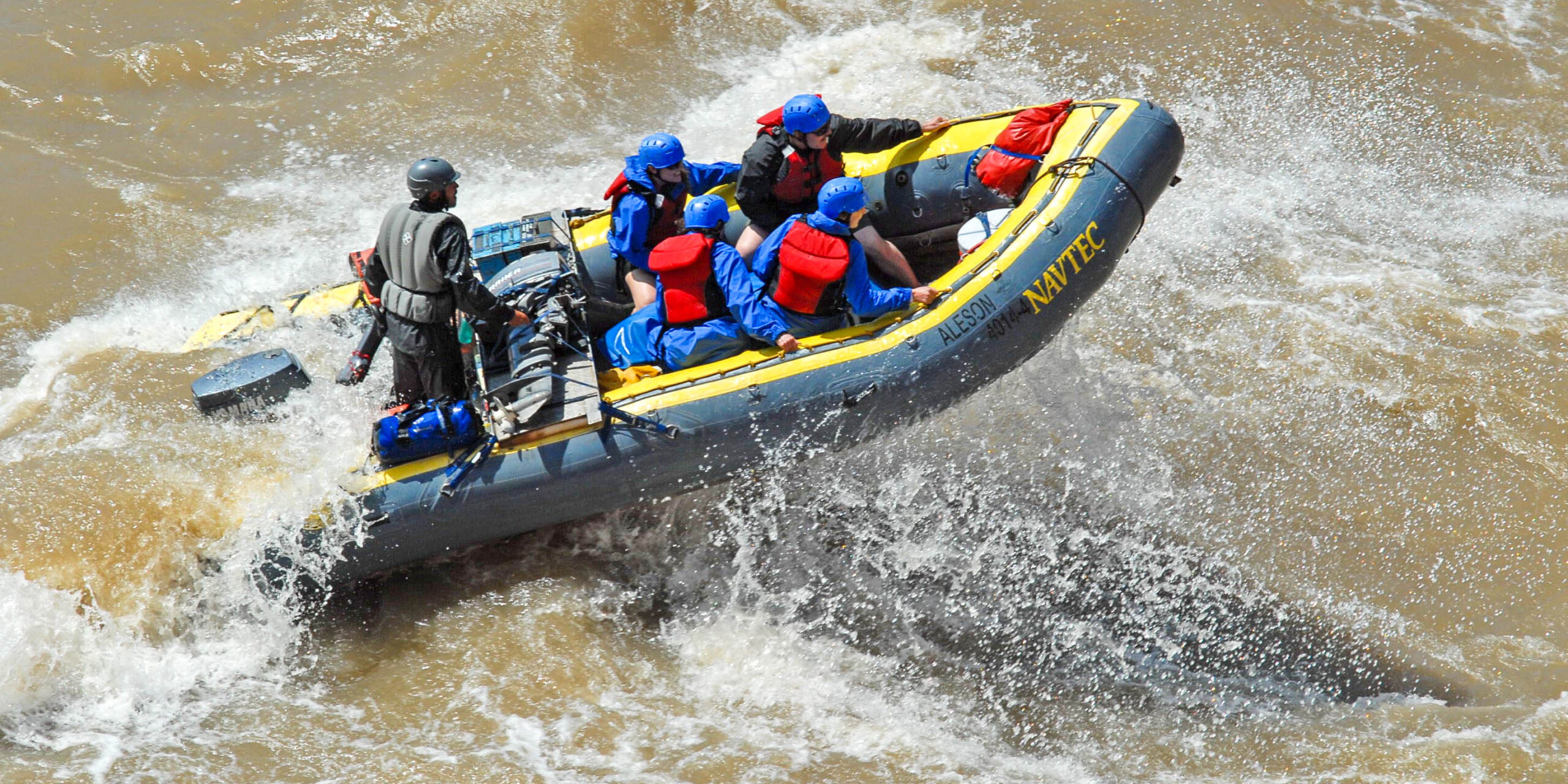 People go whitewater rafting in Cataract Canyon in Moab.