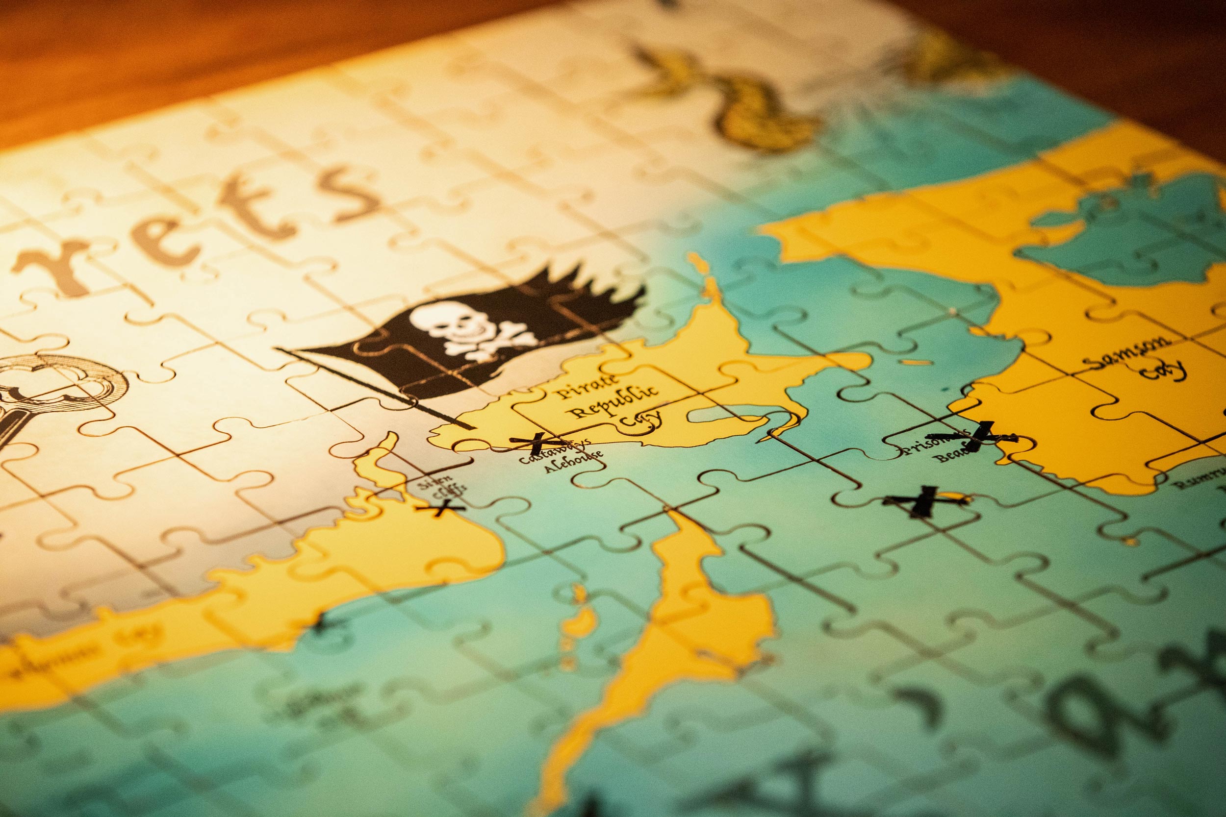 - EXP Journeys A custom pirate puzzle shows a map of where they need to go next during their challenge.