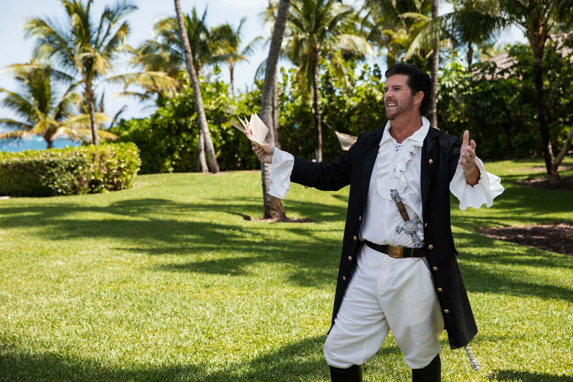 - EXP Journeys A man dressed in colonial clothes performs a monologue in the Bahamas.